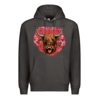 Smoke highland cow valentines Premium Hoodie - JahusDesignShop