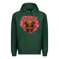 Sports Green highland cow valentines Premium Hoodie - JahusDesignShop