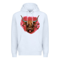 White highland cow valentines Premium Hoodie - JahusDesignShop