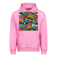 Fuchsia Pink western school bus seamless pattern Urban Hoodie - BundleAndBundleShop