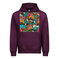 Mauve Wine western school bus seamless pattern Urban Hoodie - BundleAndBundleShop
