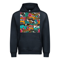Navy western school bus seamless pattern Urban Hoodie - BundleAndBundleShop