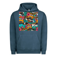 Pigment Midnight Navy western school bus seamless pattern Urban Hoodie - BundleAndBundleShop