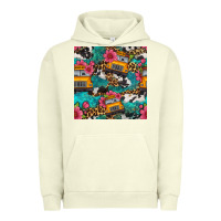 Pigment Pistachio western school bus seamless pattern Urban Hoodie - BundleAndBundleShop