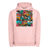 Pigment Salmon western school bus seamless pattern Urban Hoodie - BundleAndBundleShop