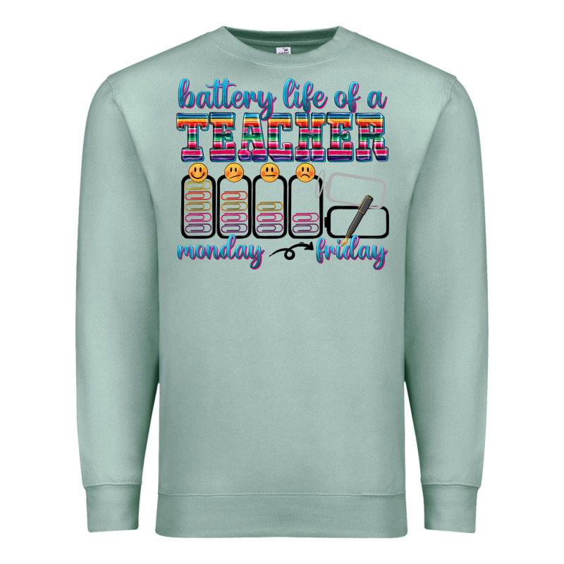 Battery Life Of A Teacher Premium Sweatshirt by texasbilliewilder | Teevron