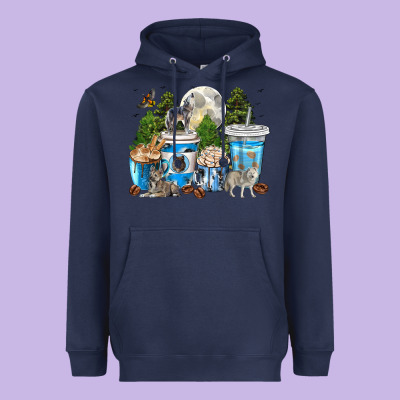 Wolf Coffee Cups Heavyweight Hoodie Designed By Texasbilliewilder