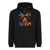 Black Autism Awareness afro messy bu Heavyweight Hoodie - texasbilliewilder