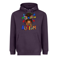 Plum Autism Awareness afro messy bu Heavyweight Hoodie - texasbilliewilder
