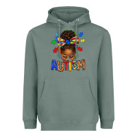 Sage Autism Awareness afro messy bu Heavyweight Hoodie - texasbilliewilder
