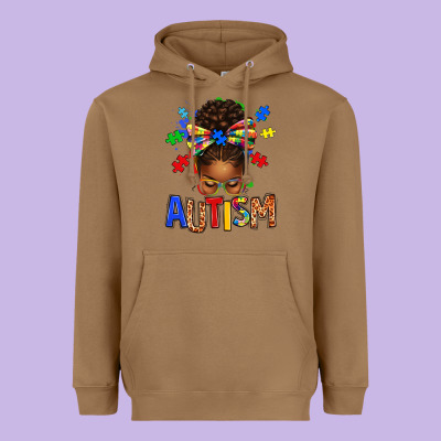 Autism Awareness Afro Messy Bu Heavyweight Hoodie Designed By Texasbilliewilder