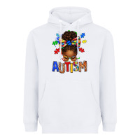 White Autism Awareness afro messy bu Heavyweight Hoodie - texasbilliewilder