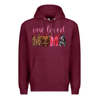 Burgundy highland cow one loved mama Premium Hoodie - JahusDesignShop