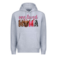 Heather Grey highland cow one loved mama Premium Hoodie - JahusDesignShop