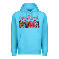 Ocean Blue highland cow one loved mama Premium Hoodie - JahusDesignShop