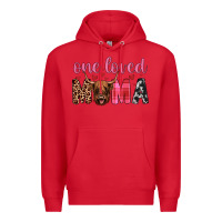 Red highland cow one loved mama Premium Hoodie - JahusDesignShop