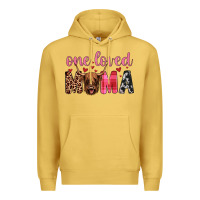 Antique Gold highland cow one loved mama Premium Hoodie - JahusDesignShop
