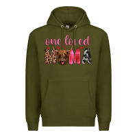 Army Green highland cow one loved mama Premium Hoodie - JahusDesignShop