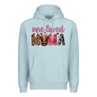 Blue Mist highland cow one loved mama Premium Hoodie - JahusDesignShop
