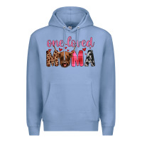 Colony Blue highland cow one loved mama Premium Hoodie - JahusDesignShop