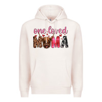 Pale Pink highland cow one loved mama Premium Hoodie - JahusDesignShop