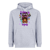 Heather Grey minding my own business afro messy bun Heavyweight Hoodie - texasbilliewilder