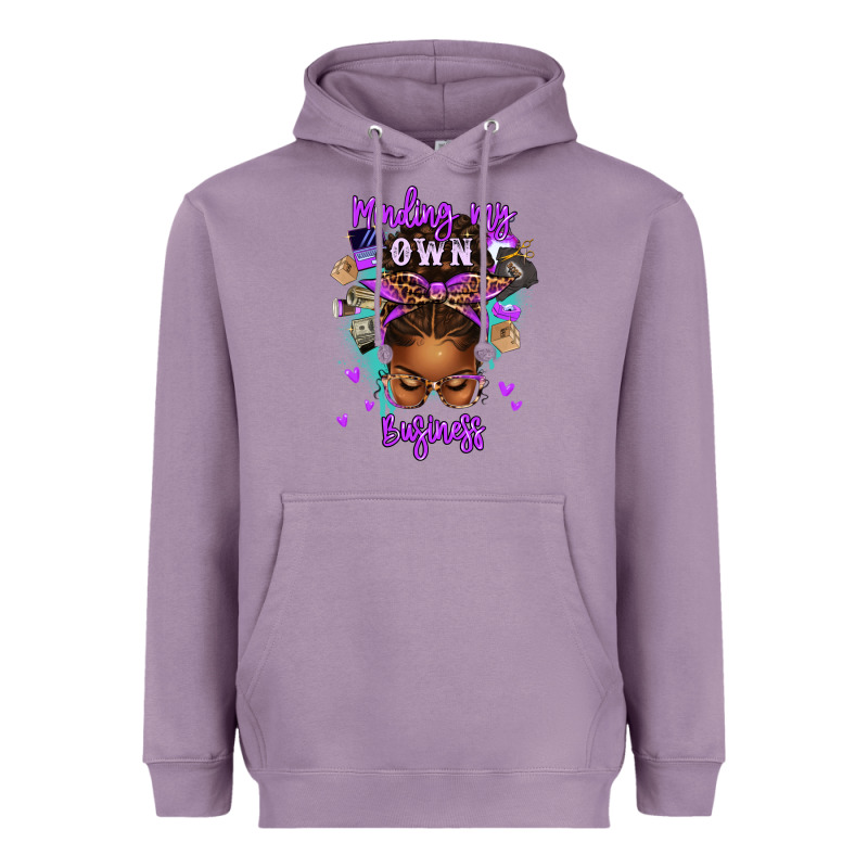 Minding My Own Business Afro Messy Bun Heavyweight Hoodie by texasbilliewilder | Teevron
