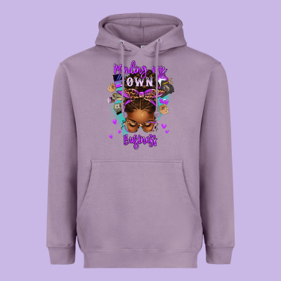Minding My Own Business Afro Messy Bun Heavyweight Hoodie Designed By Texasbilliewilder