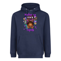 Navy minding my own business afro messy bun Heavyweight Hoodie - texasbilliewilder