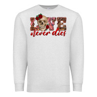 Oatmeal Heather love never dies skull Premium Sweatshirt - RanaPortraitStore