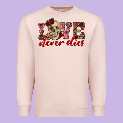 Love Never Dies Skull Premium Sweatshirt Designed By Ranaportraitstore