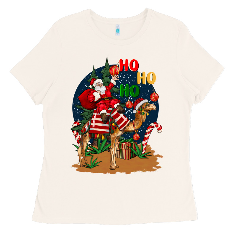 Christmas  Camel With Santa Ladies Tee by BarkalooDesign | Teevron