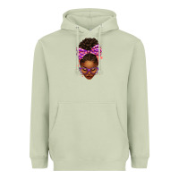 Matcha sorority colors purple carol afro messy bun woman Heavyweight Hoodie - texasbilliewilder
