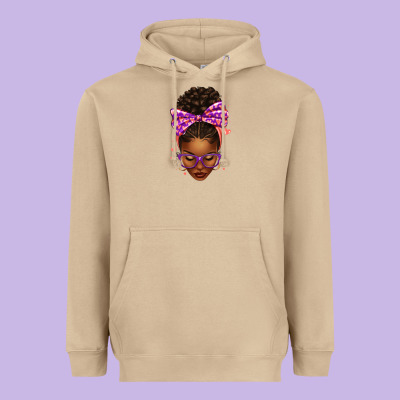 Sorority Colors Purple Carol Afro Messy Bun Woman Heavyweight Hoodie Designed By Texasbilliewilder