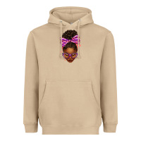 Mushroom sorority colors purple carol afro messy bun woman Heavyweight Hoodie - texasbilliewilder