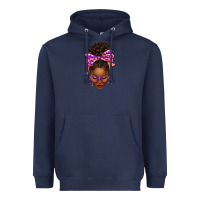 Navy sorority colors purple carol afro messy bun woman Heavyweight Hoodie - texasbilliewilder