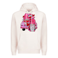 Pale Pink farm truck,gnomies valentines Premium Hoodie - JahusDesignShop