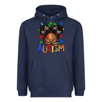 Navy autism afro girl Heavyweight Hoodie - texasbilliewilder