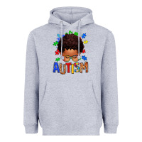 Heather Grey autism afro kid Heavyweight Hoodie - texasbilliewilder