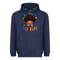 Navy autism afro kid Heavyweight Hoodie - texasbilliewilder