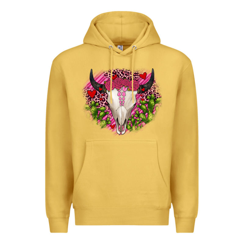 Bull Skull Cactus Valentines Premium Hoodie by JahusDesignShop | Teevron