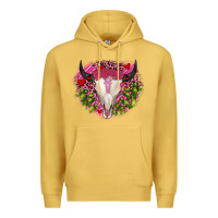 Antique Gold bull skull cactus valentines Premium Hoodie - JahusDesignShop