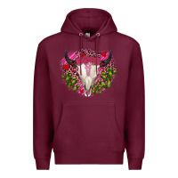 Burgundy bull skull cactus valentines Premium Hoodie - JahusDesignShop