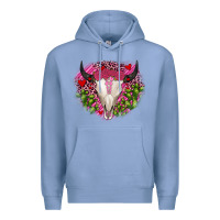 Colony Blue bull skull cactus valentines Premium Hoodie - JahusDesignShop