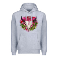 Heather Grey bull skull cactus valentines Premium Hoodie - JahusDesignShop