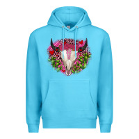 Ocean Blue bull skull cactus valentines Premium Hoodie - JahusDesignShop