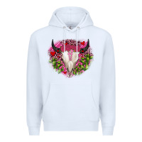 White bull skull cactus valentines Premium Hoodie - JahusDesignShop