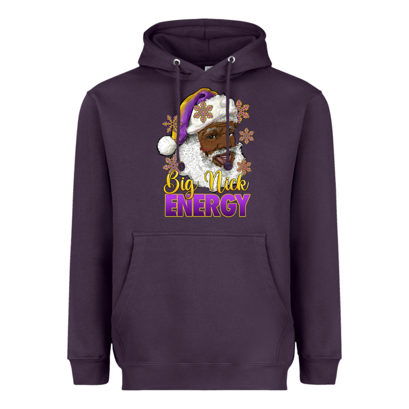 Big Nick Energy Purple And Gold Afro Santa Heavyweight Hoodie by RanaPortraitStore | Teevron