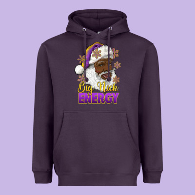 Heavyweight Hoodie big nick energy purple and gold afro santa
