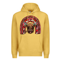 Antique Gold valentines highland cow rainbow Premium Hoodie - JahusDesignShop